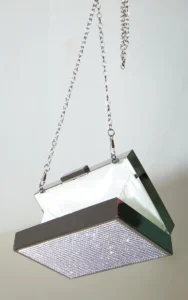 Silver Diamante Box Clutch
